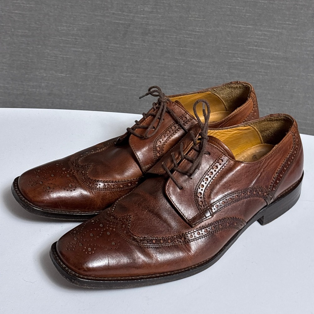Russell Bromley London Shoes 8 Brown Leather Wingtip Brogue Dress Classic Dapper